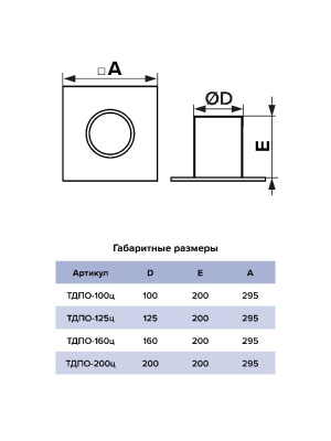 Плоское основание ТДПО фланец D200 295х295 оцинк.сталь ERA
